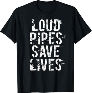 LOUD PIPES SAVE LIVES | Car Biker MUSCLE JDM Truck T-Shirt - T-Shirt | Black