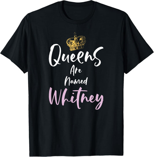 Whitney Name Queen Personalized Women Girl Cute Pink Black T-Shirt - T-Shirt | Black