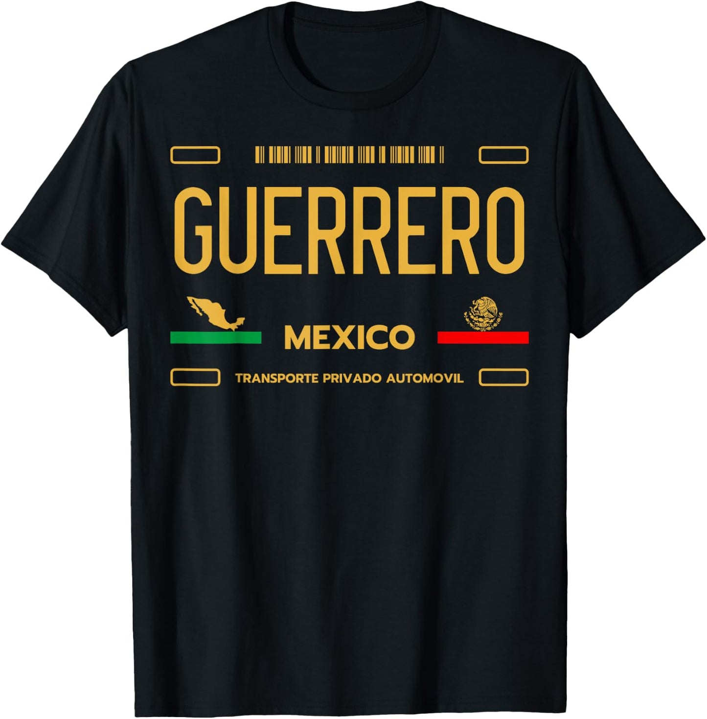 Guerrero License Plate, Guerrero Mexico T-Shirt - T-Shirt | Black