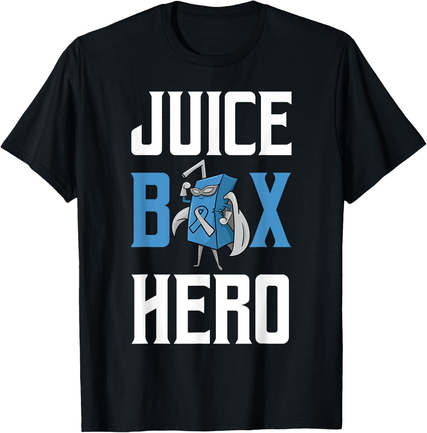 Juice Box Hero Diabetes Blue Ribbon Endocrinologist Diabetic T-Shirt - T-Shirt | Black