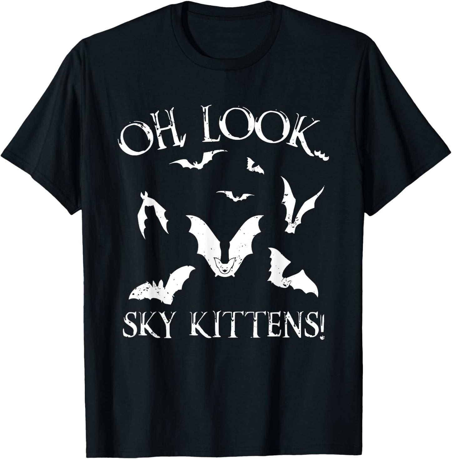Funny Bat Lover Gift Women Cool Sky Kittens Horror Small T-Shirt - T-Shirt | Black