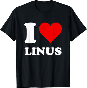 Red Heart I Love Linus T-Shirt - T-Shirt | Black