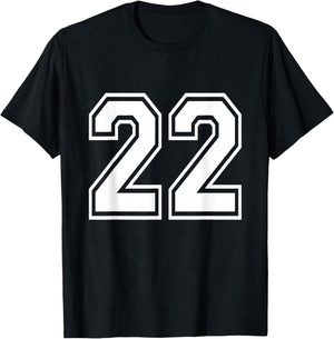 Number 22 Varsity Sports Team Jersey 22nd Birthday 22 Years T-Shirt - T-Shirt | Black