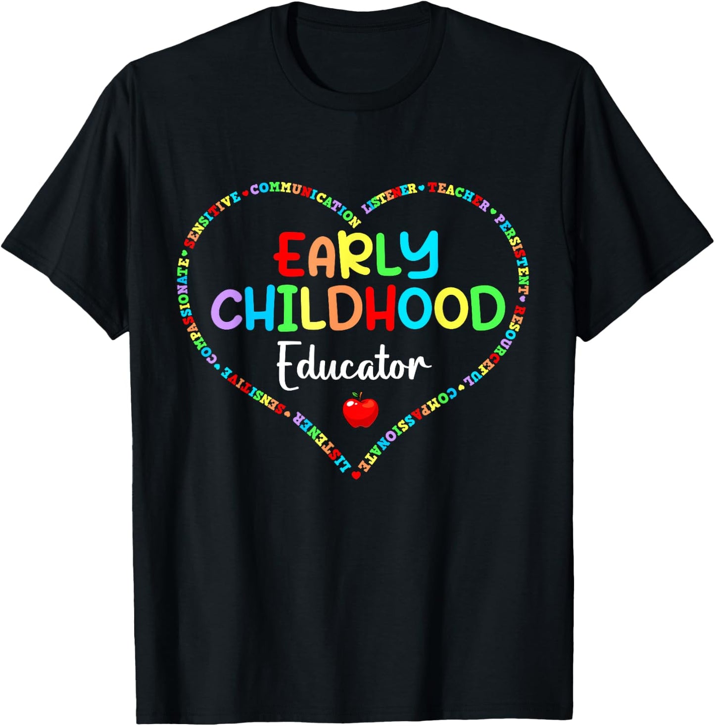 Early Childhood Educator Gift Men -Kids Black Cotton 60% Polyester 40% Short Sleeve Modern Cute T-Shirt - T-Shirt | Black