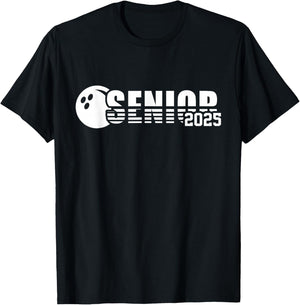 Senior 2025 Bowling Player Class Of 2025 Graduation Seniors T-Shirt - T-Shirt | Black