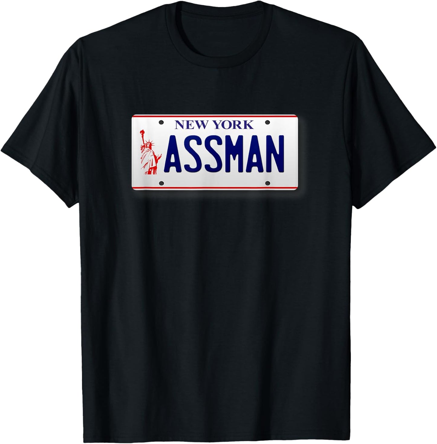 Assman New York License Plate Funny T-Shirt - T-Shirt | Black