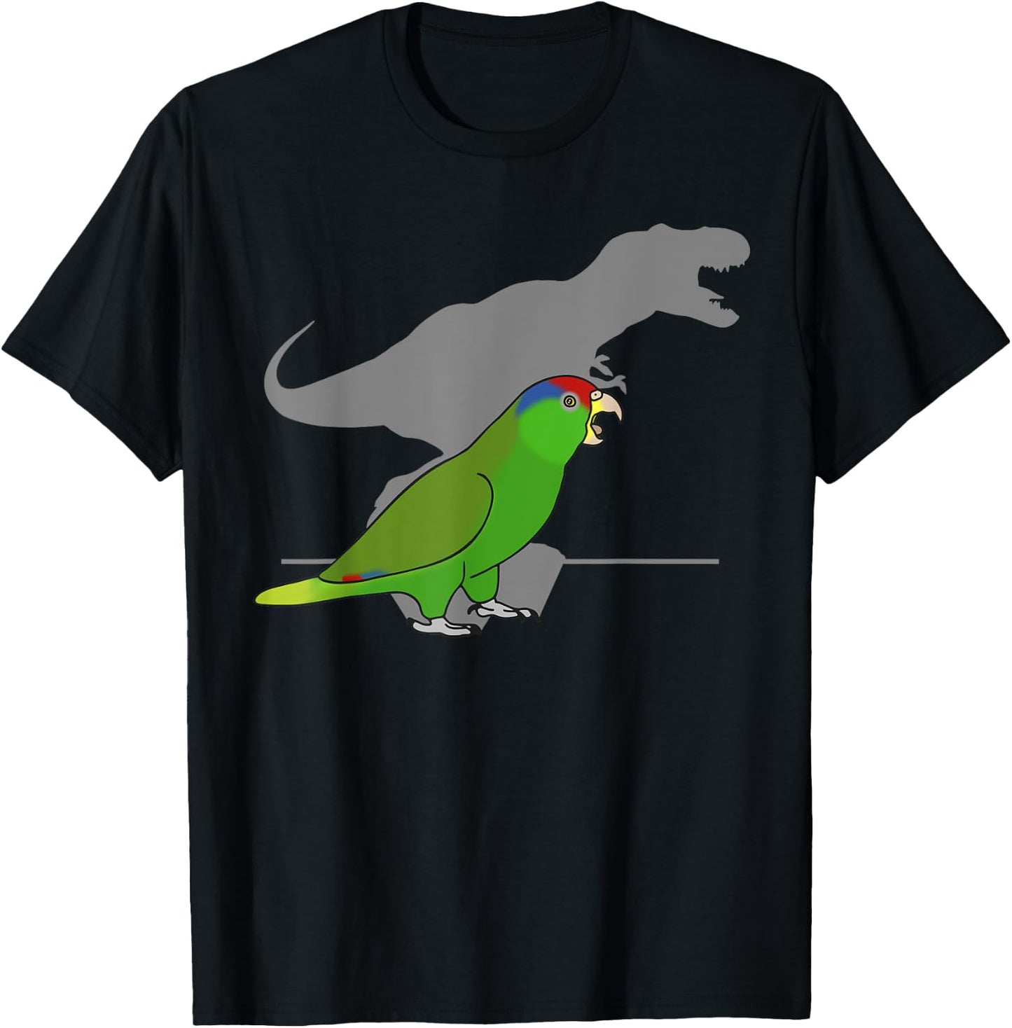T-rex Red Headed Mexican Amazon, Birb Memes, Dinosaur Parrot T-Shirt - T-Shirt | Black