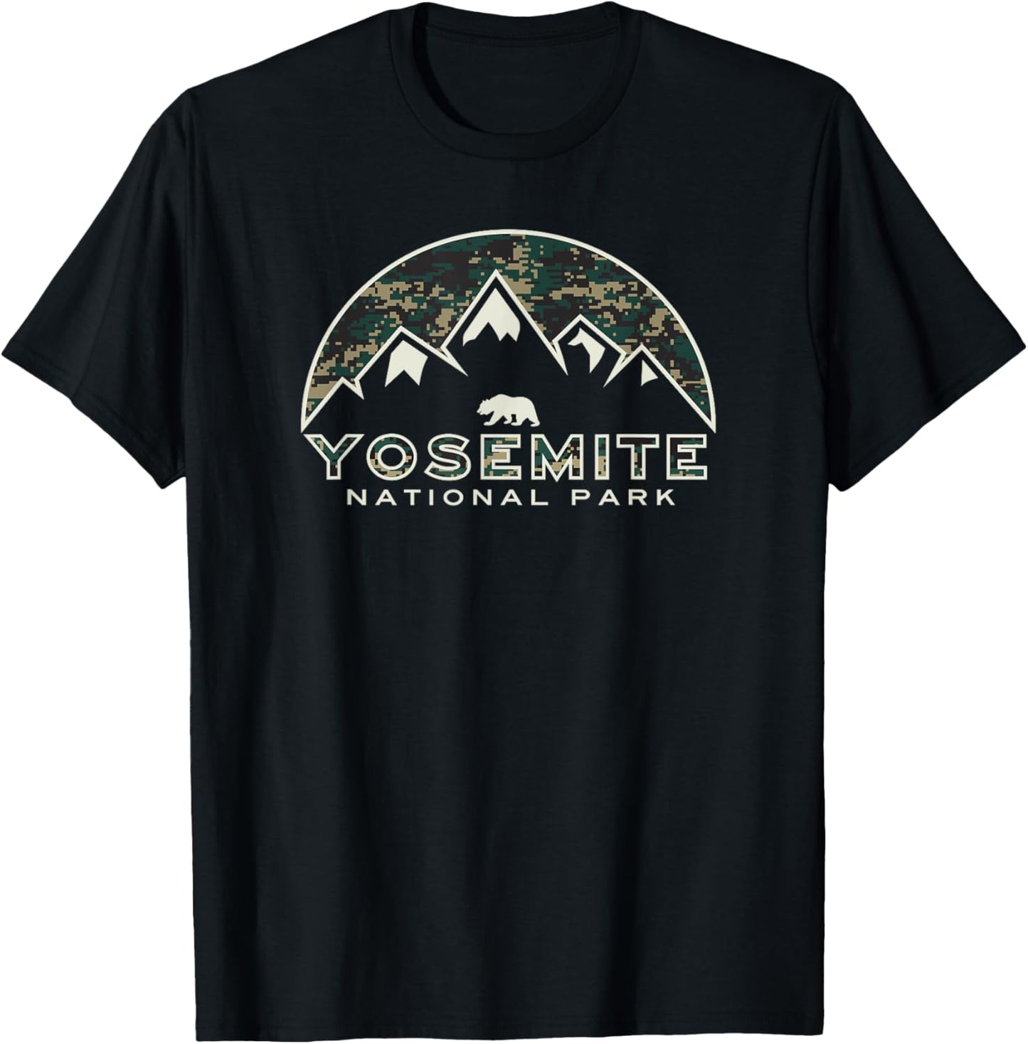 Yosemite National Park Destinations Yosemite National Park Retro Mountain Graphic - -Adults - Black - Small - - Short Sleeve T-Shirt - T-Shirt | Black