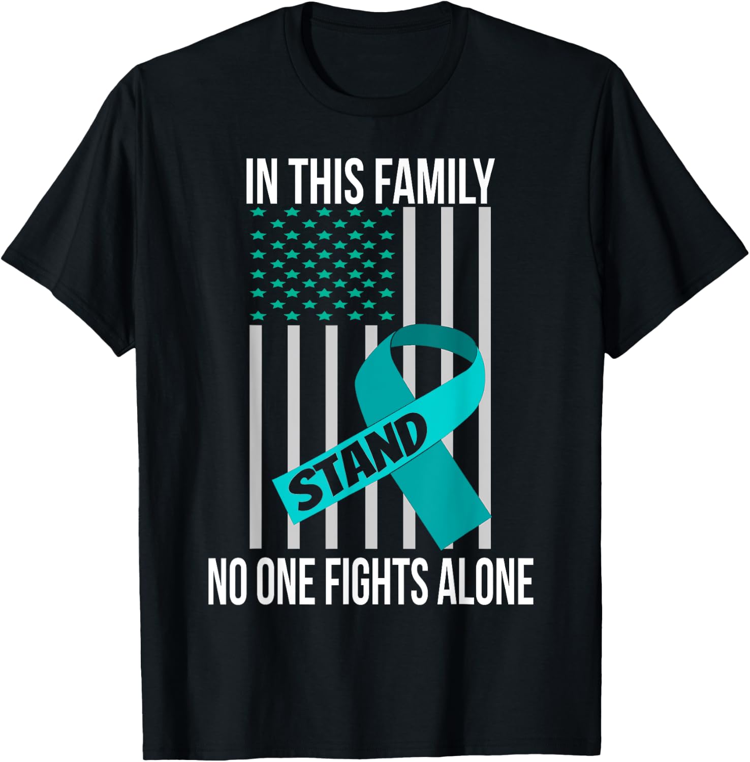 USA Flag Sexual Assault Awareness Shirt Teal Ribbon Shirt T-Shirt - T-Shirt | Black