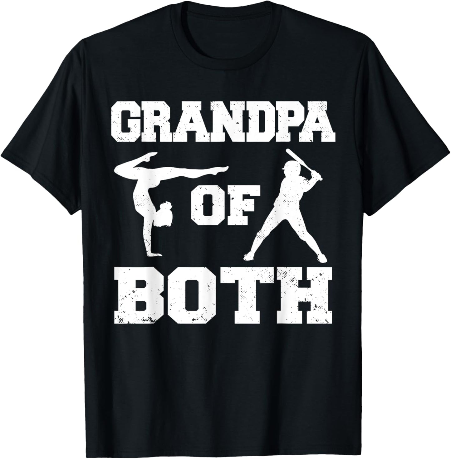 Grandpa Of Both Funny Baseball and Gymnastics Grandpa T-Shirt - T-Shirt | Black
