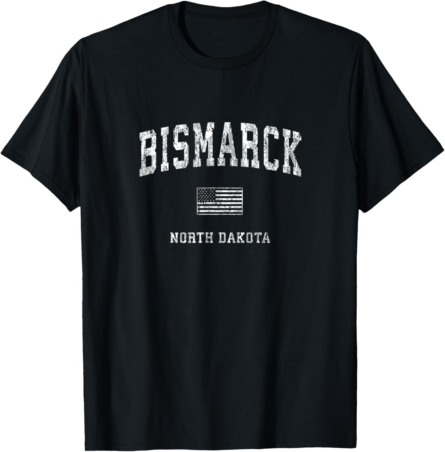 Bismarck North Dakota ND Vintage American Flag T-Shirt - T-Shirt | Black
