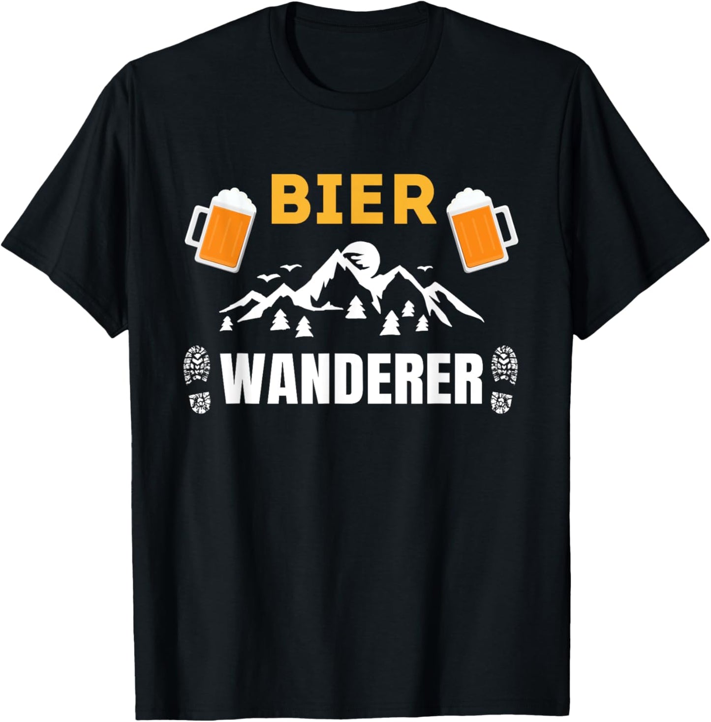 Bierwanderer Berge Wandern und Bier Einkehren Bierwanderung T-Shirt - T-Shirt | Black