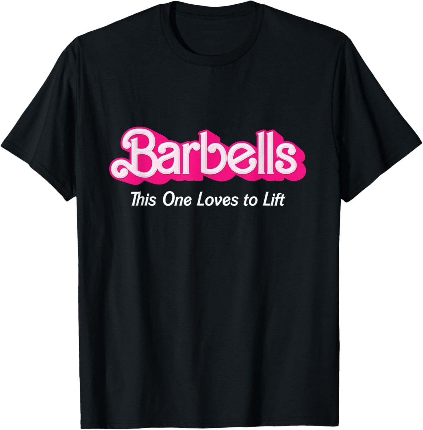 Barbells Pink Retro Workout Classic Girl Loves to Lift Gear T-Shirt - T-Shirt | Black