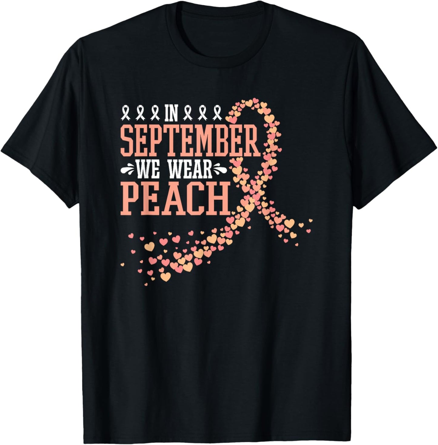 In September We Wear Peach Endometrial Cancer Uterine T-Shirt - T-Shirt | Black