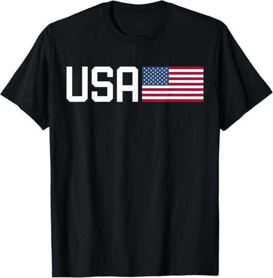 USA Shirt Women Men Kids American Flag 4th of July Patriotic T-Shirt - T-Shirt | Black