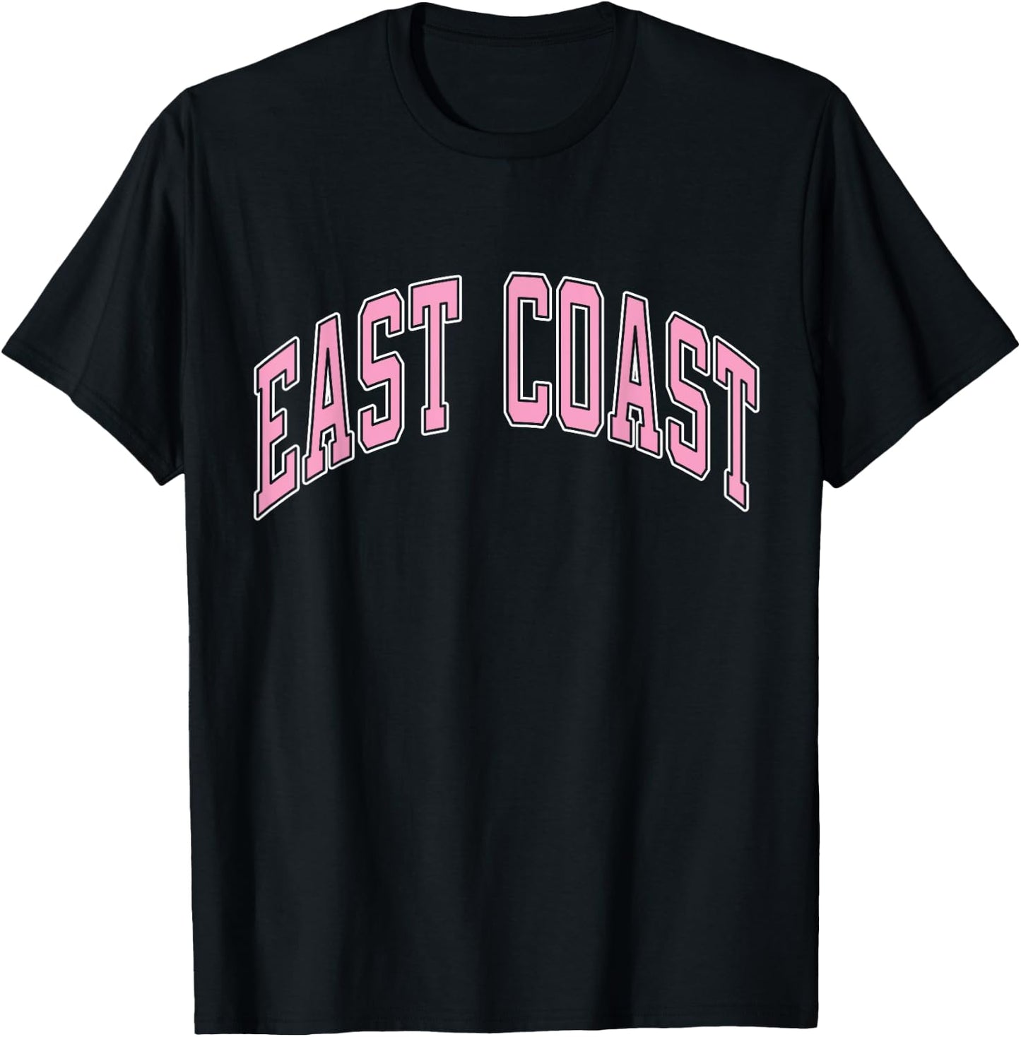 East Coast Varsity Style Pink Text T-Shirt - T-Shirt | Black