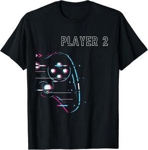 Gamer Couple - Player 1 Player 2 - Gamer Team T-Shirt - T-Shirt | Black