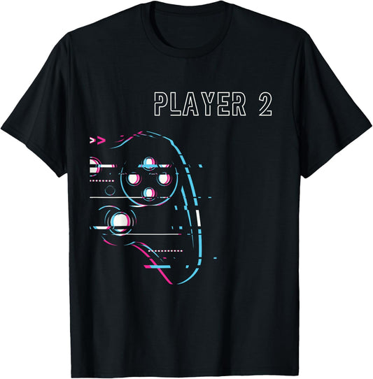 Gamer Couple - Player 1 Player 2 - Gamer Team T-Shirt - T-Shirt | Black