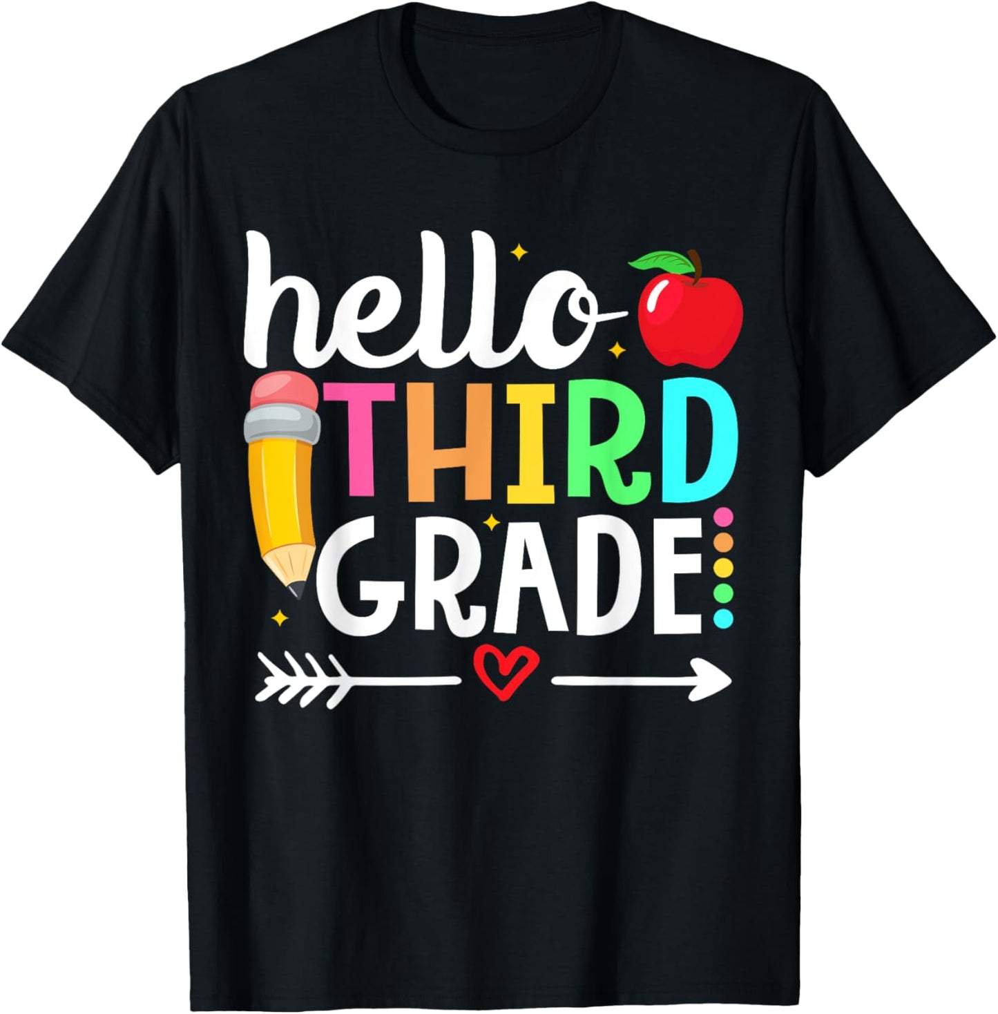 Hello Third Grade Team 3rd Grade Teacher Back to School T-Shirt - T-Shirt | Black