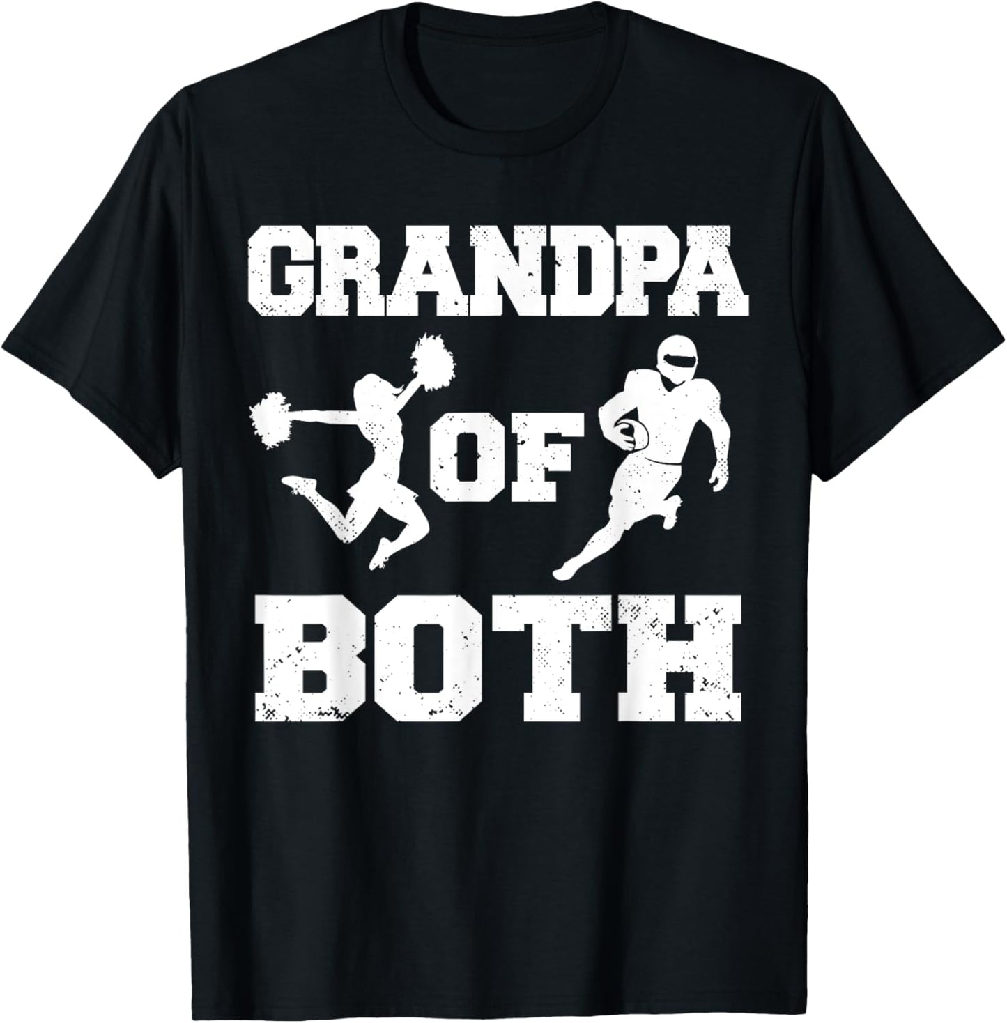 Grandpa Of Both Funny Football and Cheer Grandpa T-Shirt - T-Shirt | Black