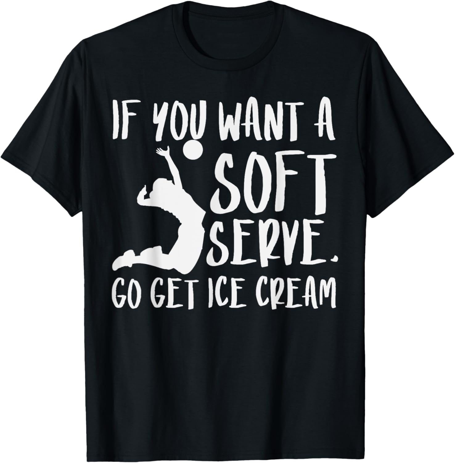 Volleyball Soft Serve Get Ice Cream Funny Player Women Girls T-Shirt - T-Shirt | Black