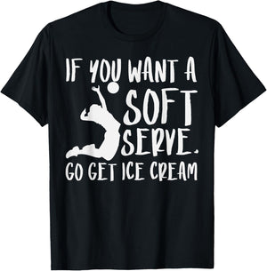 Volleyball Soft Serve Get Ice Cream Funny Player Women Girls T-Shirt - T-Shirt | Black