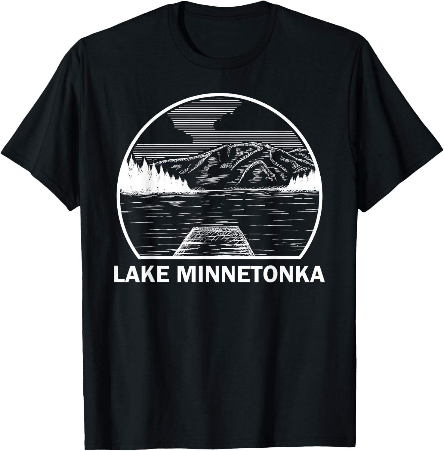 LAKE MINNETONKA MINNESOTA Funny Fishing Camping Summer Gift Men Women Kids T-Shirt - T-Shirt | Black