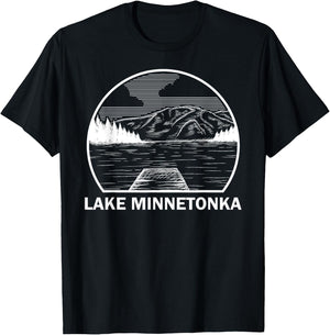 LAKE MINNETONKA MINNESOTA Funny Fishing Camping Summer Gift Men Women Kids T-Shirt - T-Shirt | Black