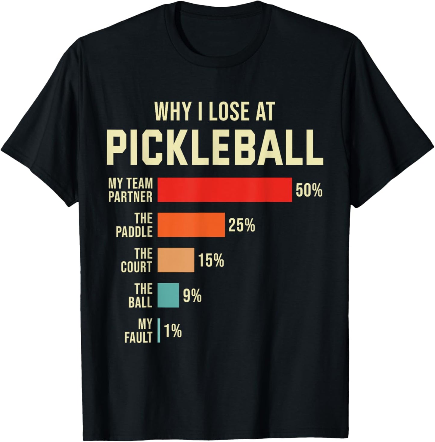 Why I Lose at Pickleball Player Funny Pickleballers T-Shirt - T-Shirt | Black