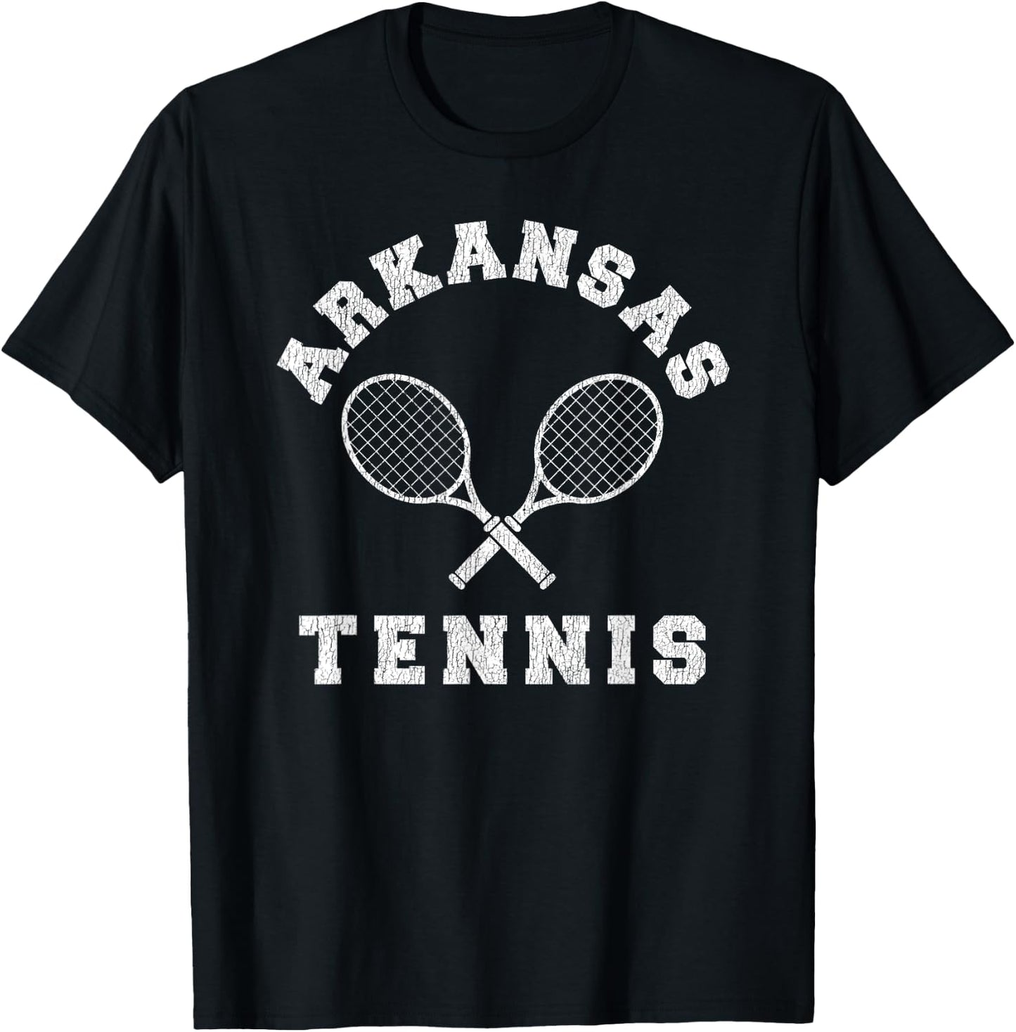Arkansas Vintage Tennis Team Distressed Retro 90s Vibe T-Shirt - T-Shirt | Black