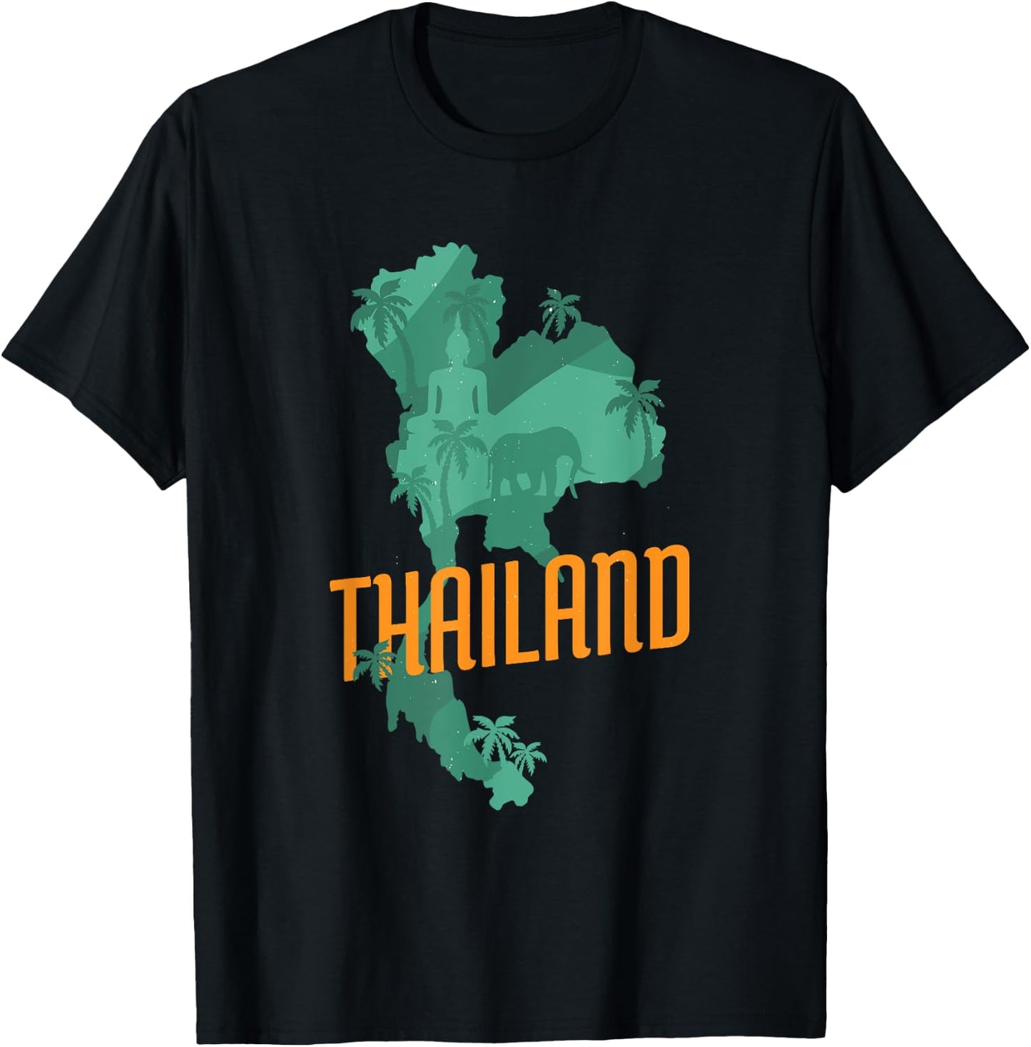Patriotic Thai National Thailand Map Buddha Statue Elephant Women Kids Men T-Shirt - T-Shirt | Black
