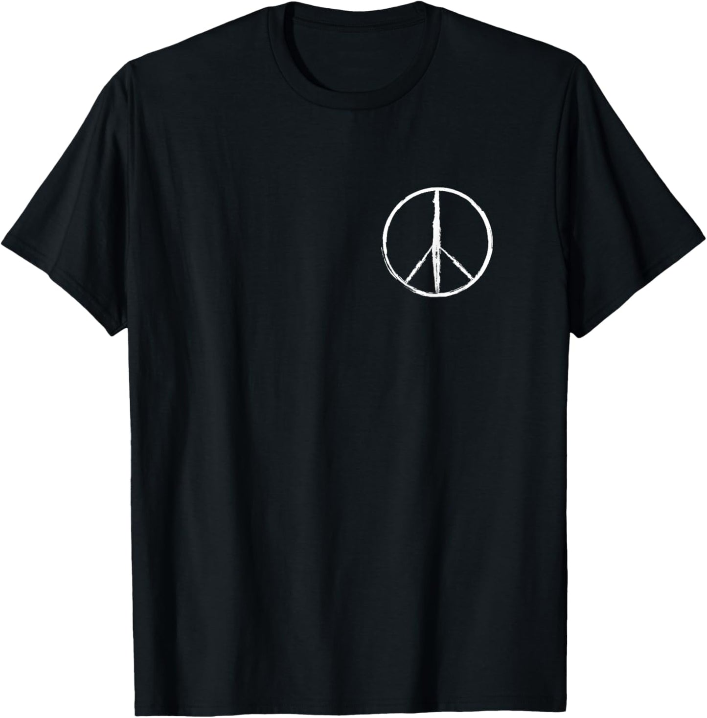Hippie Rainbow Peace Sign On Pocket Hippie T-Shirt - T-Shirt | Black