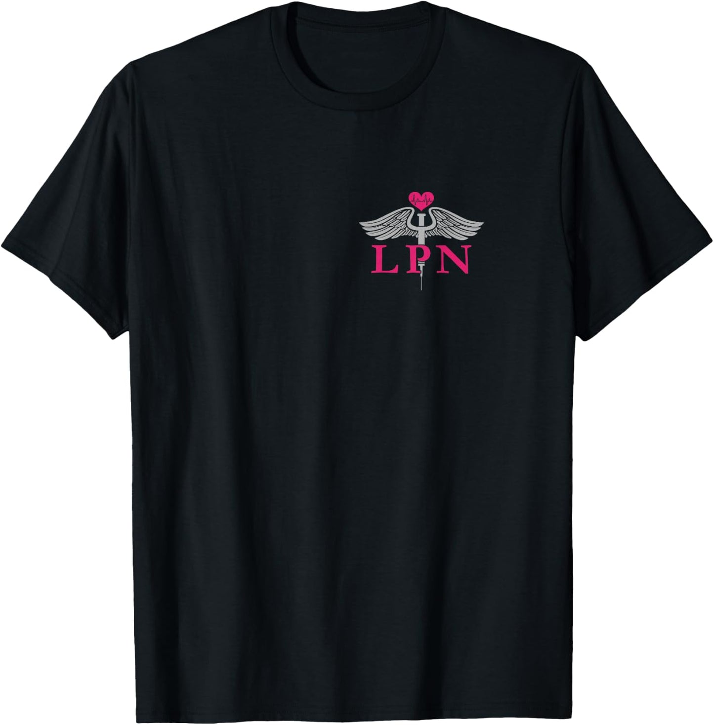 LPN Nurse Flag Caduceus Nursing Staff T-Shirt - T-Shirt | Black