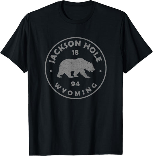 Retro Jackson Hole Wyoming Bear Vintage Boys Souvenir T-Shirt - T-Shirt | Black