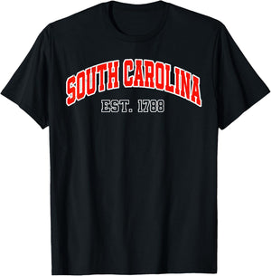 Retro South Carolina State Souvenir SC Vintage Sport Varsity T-Shirt - T-Shirt | Black