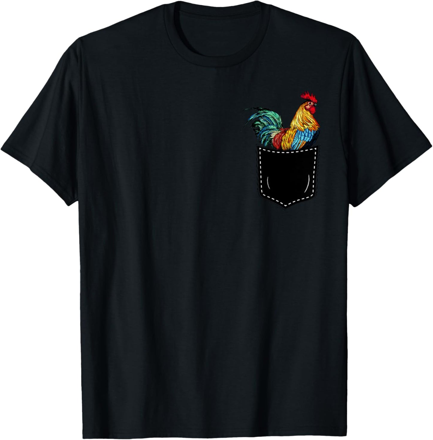 Funny Rooster In A Pocket Perfect for Chicken Lovers T-Shirt - T-Shirt | Black