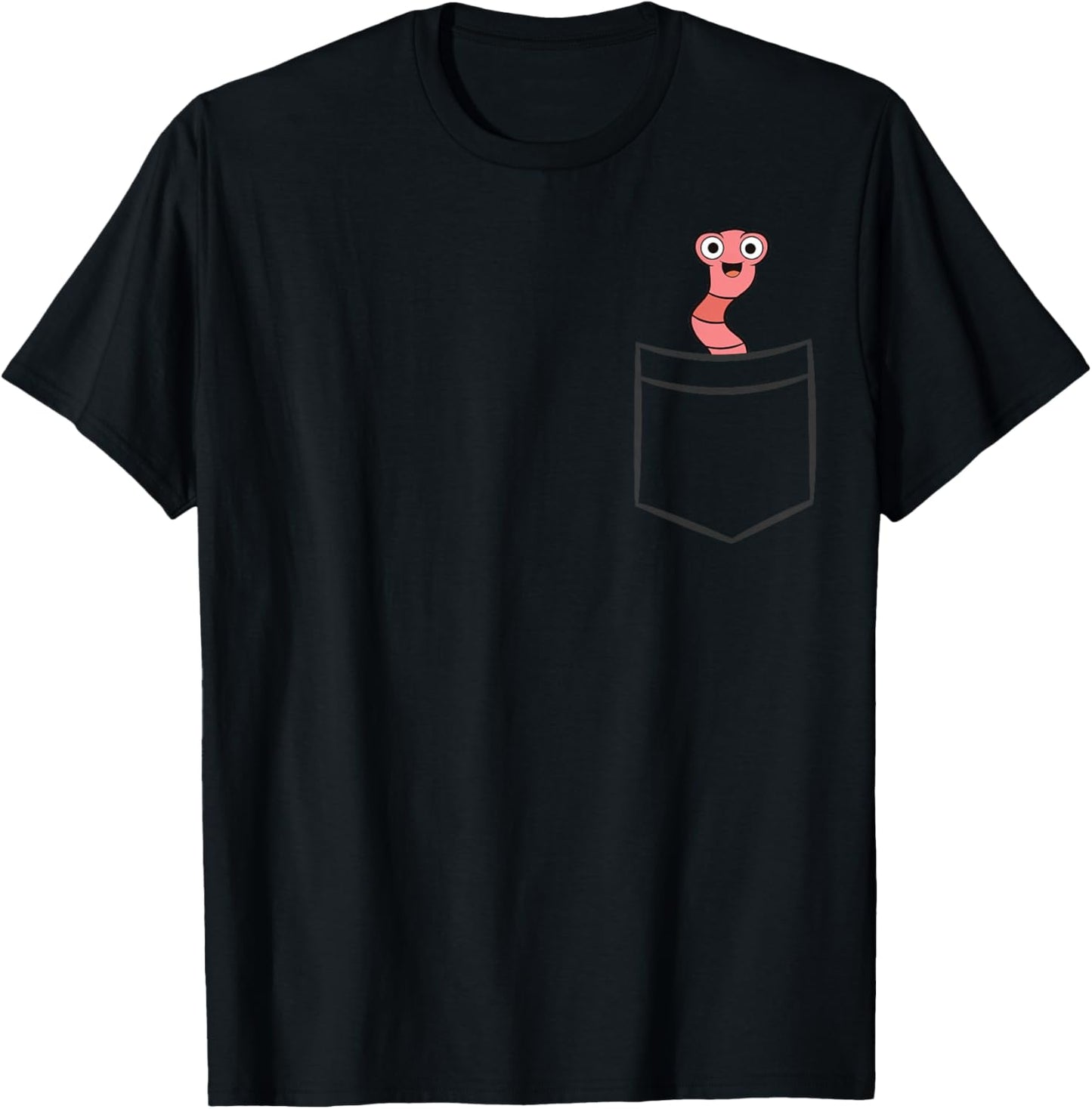 Worm In A Pocket Cute Red Wiggler Worm T-Shirt - T-Shirt | Black