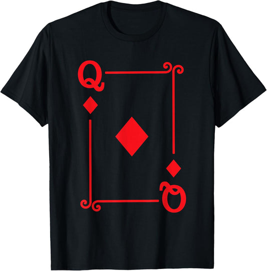 Playing Cards Costume - Queen Diamonds Card - Queen Card T-Shirt - T-Shirt | Black
