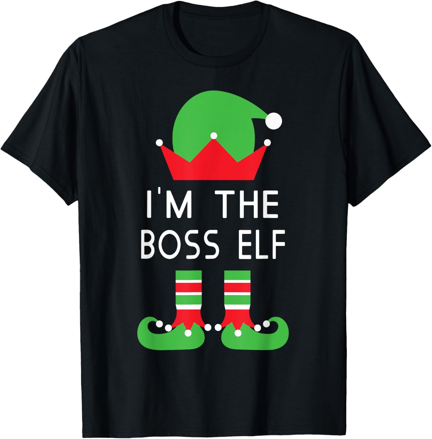 I'm The Boss Elf Funny Christmas T Shirt T-Shirt - T-Shirt | Black