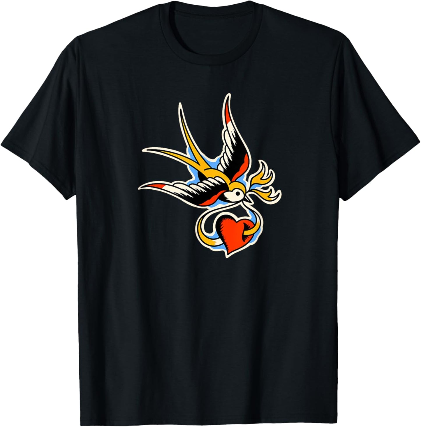 Traditional Swallow Tattoo T-Shirt - T-Shirt | Black