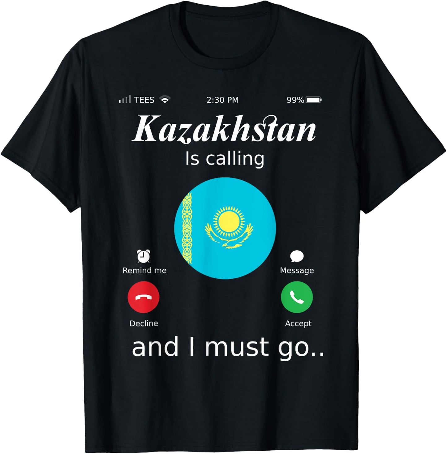 Kazakhstan Is Calling and I Must Go Kazakhstan Flag shirt T-Shirt - T-Shirt | Black