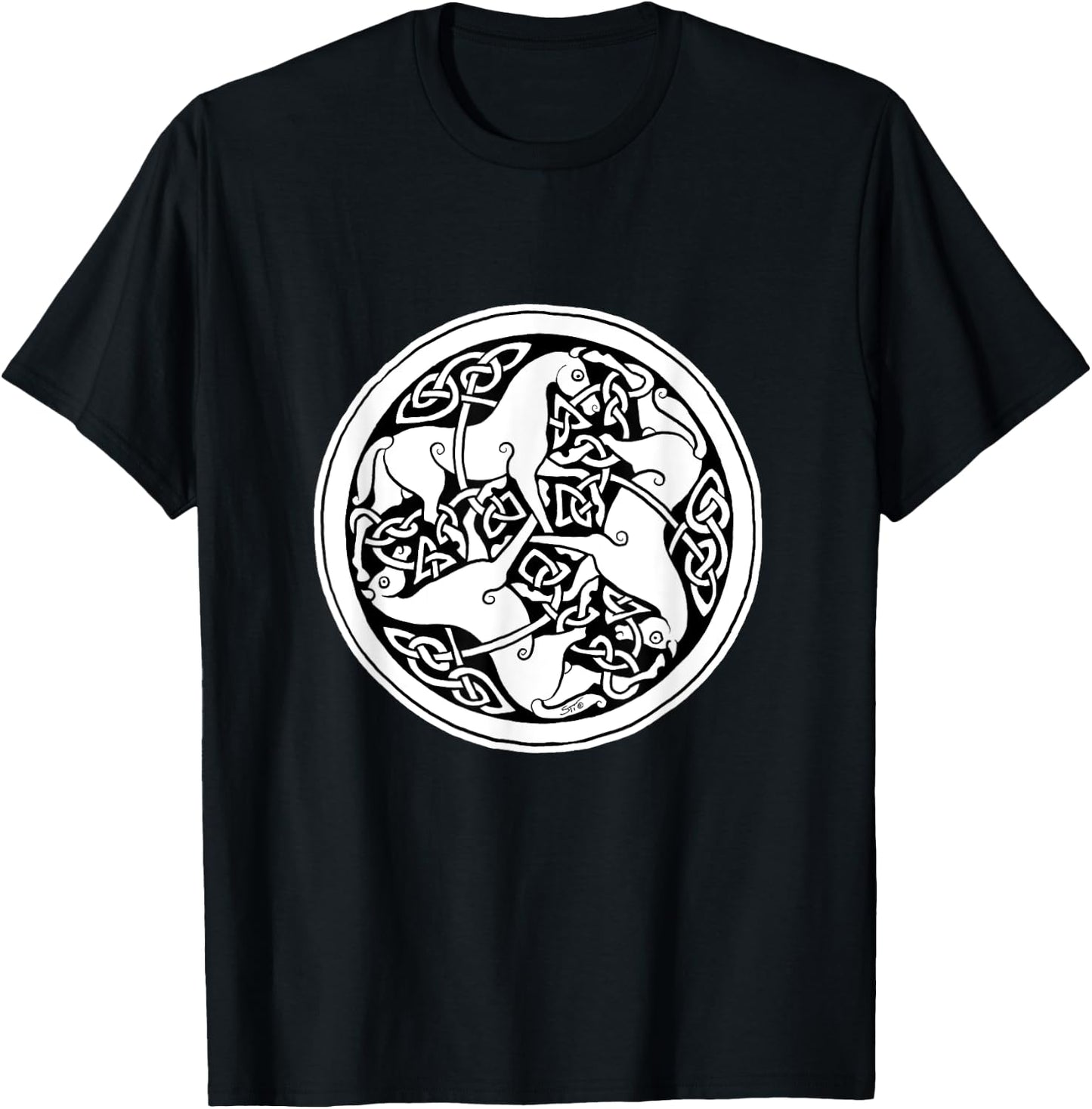 Celtic Art - Horse Pattern - Book of Kells T-Shirt - T-Shirt | Black