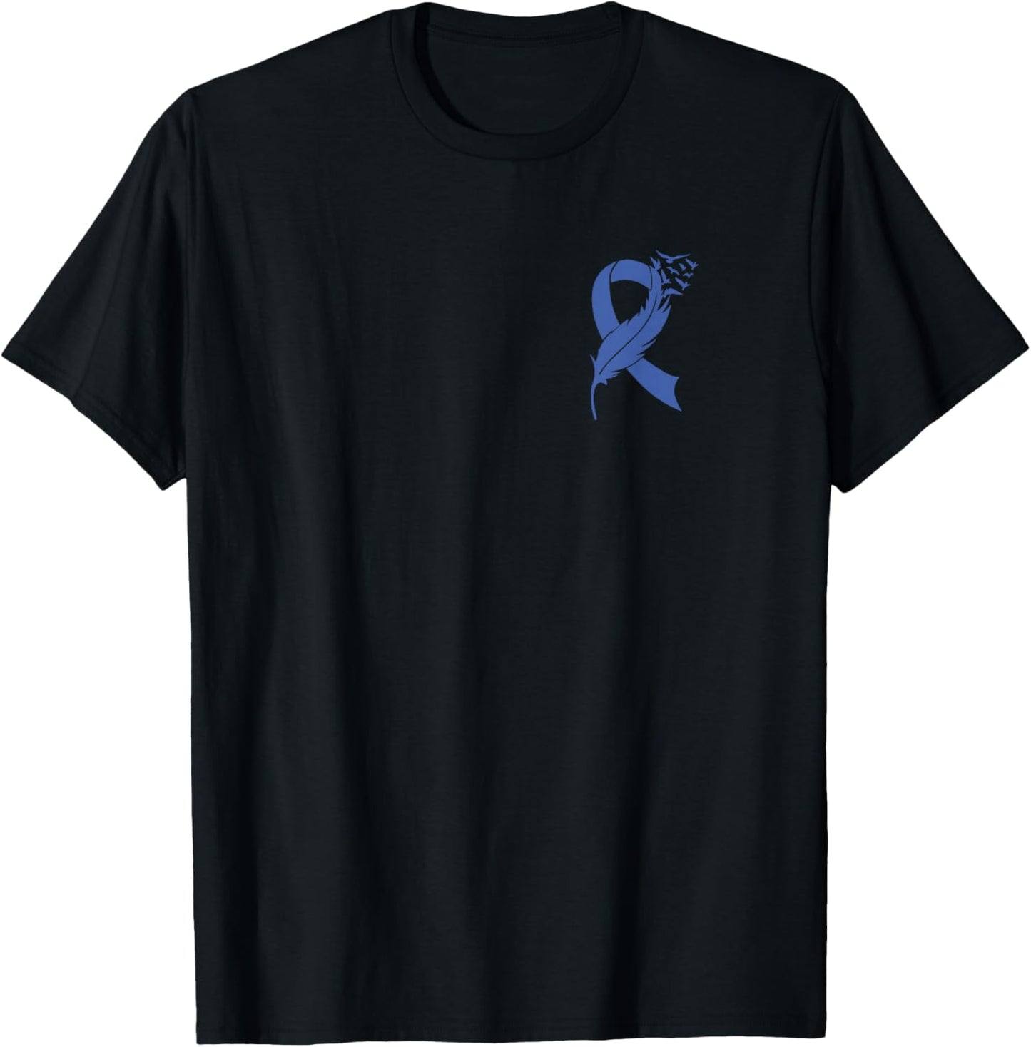 Colon Cancer Awareness Blue Ribbon Colorectal Warrior T-Shirt - T-Shirt | Black