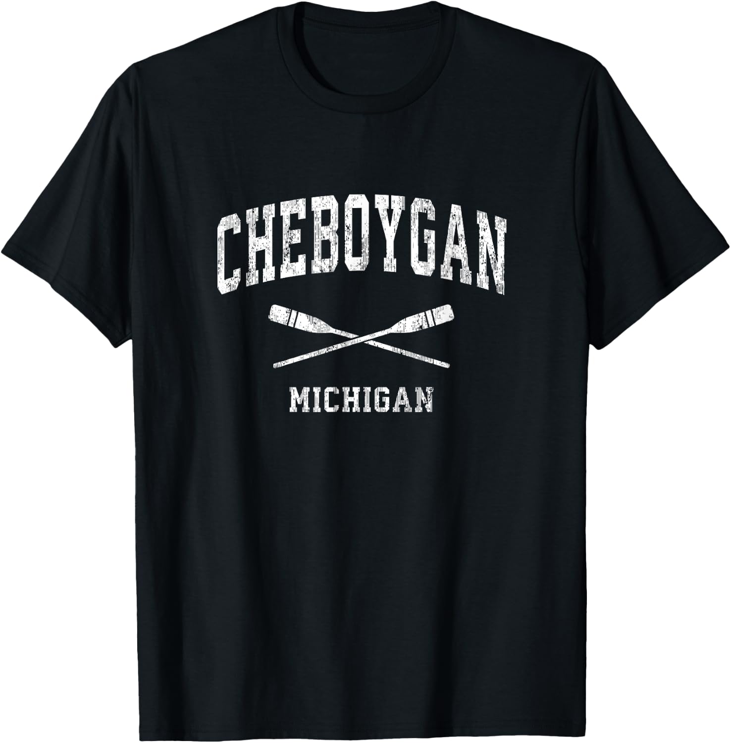 Cheboygan Michigan Vintage Nautical Paddles Sports Oars T-Shirt - T-Shirt | Black