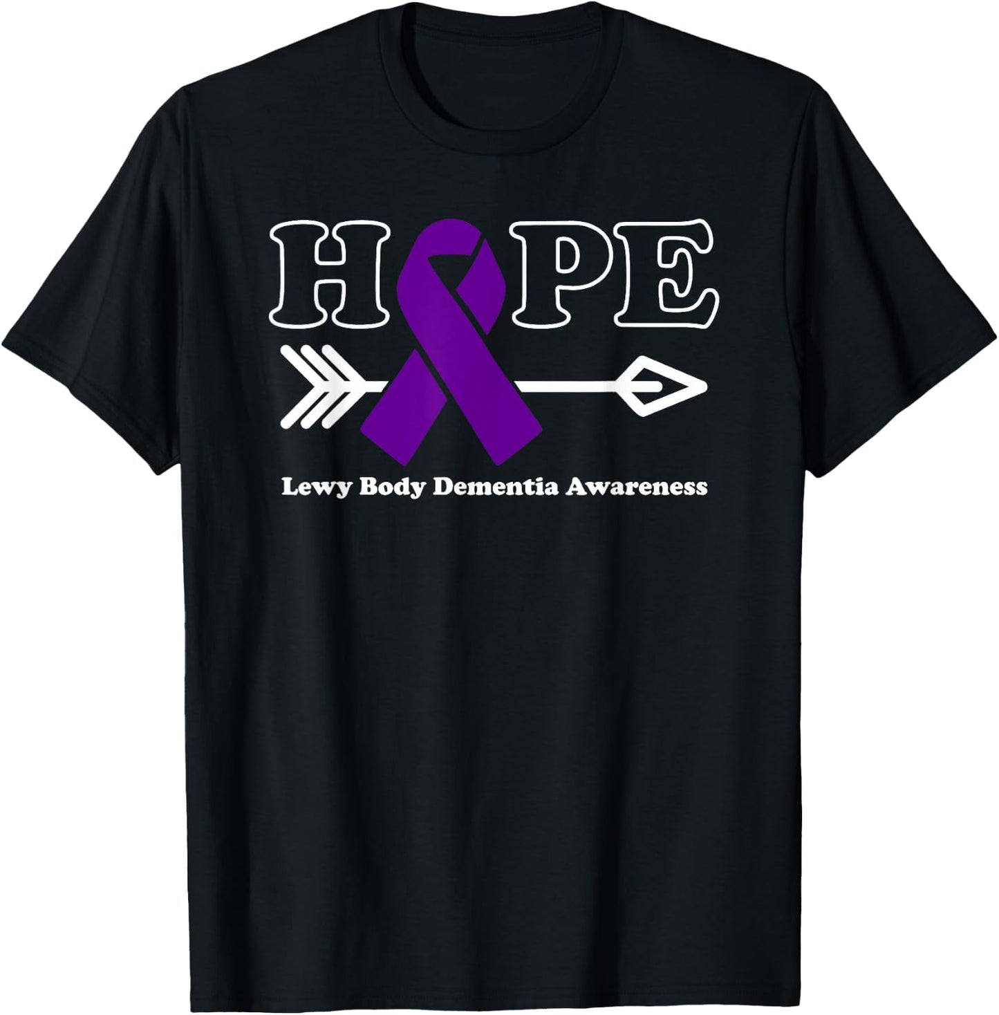 Hope - Lewy Body Dementia Awareness Purple Ribbon T-Shirt - T-Shirt | Black