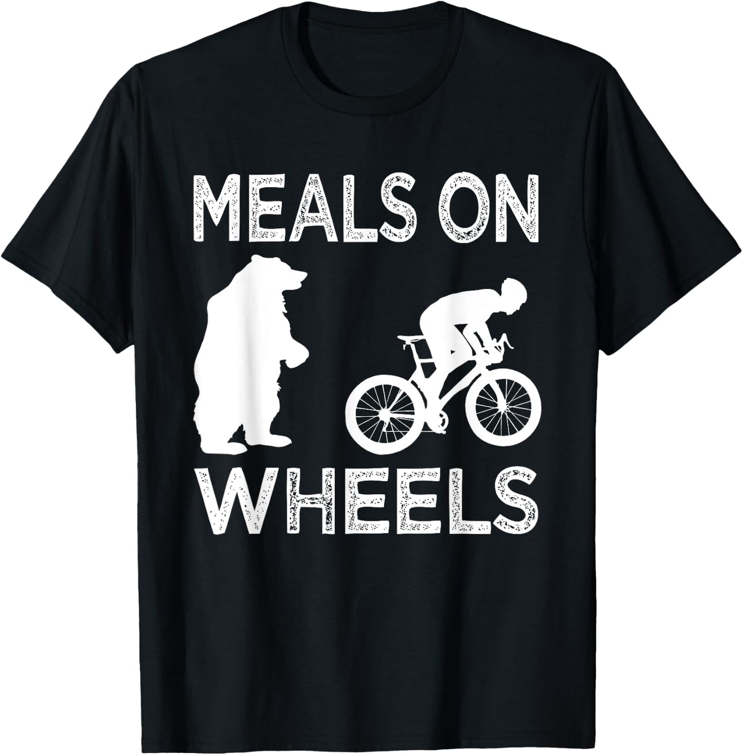 Meals On Wheels Bear Chasing Trail Bike Rider Gifts T-Shirt - T-Shirt | Black