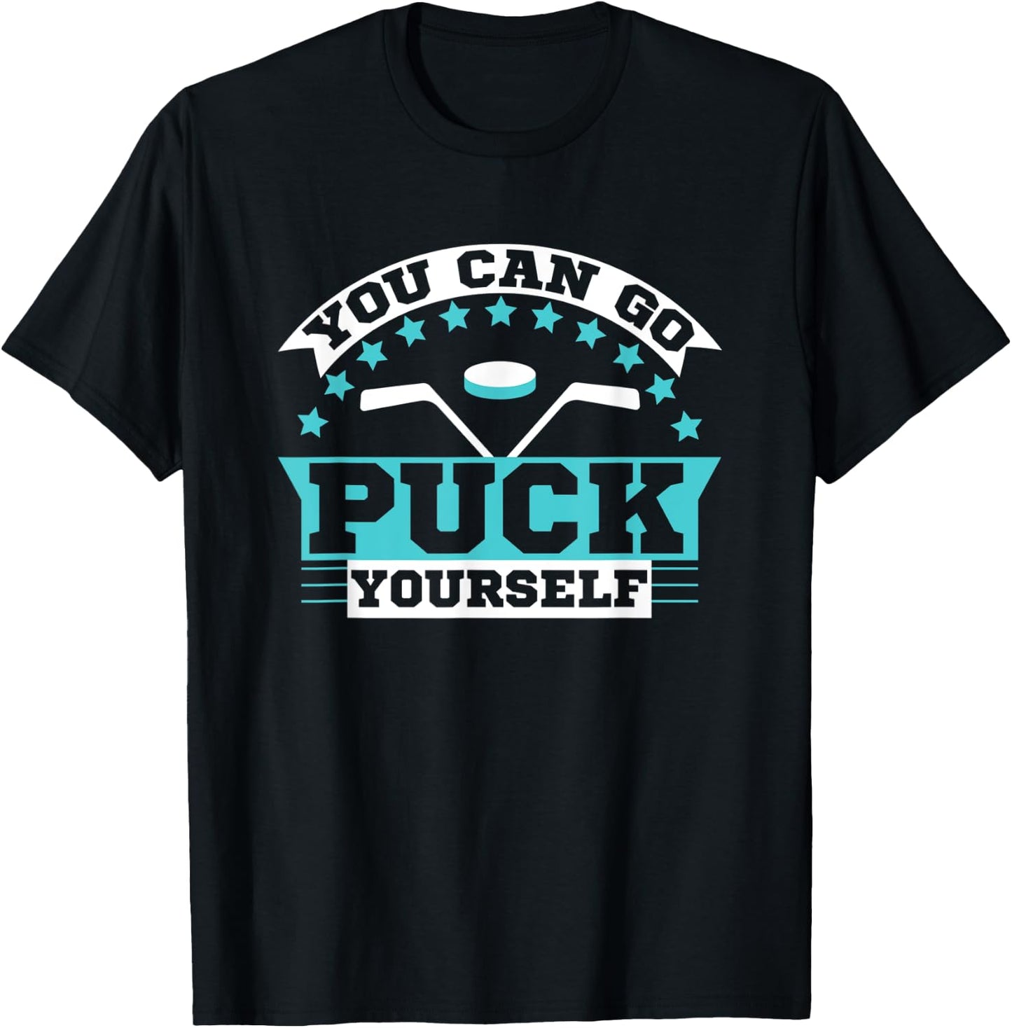 Go PUCK yourself Funny Eat Sleep Hockey Repeat Themed Youth T-Shirt - T-Shirt | Black