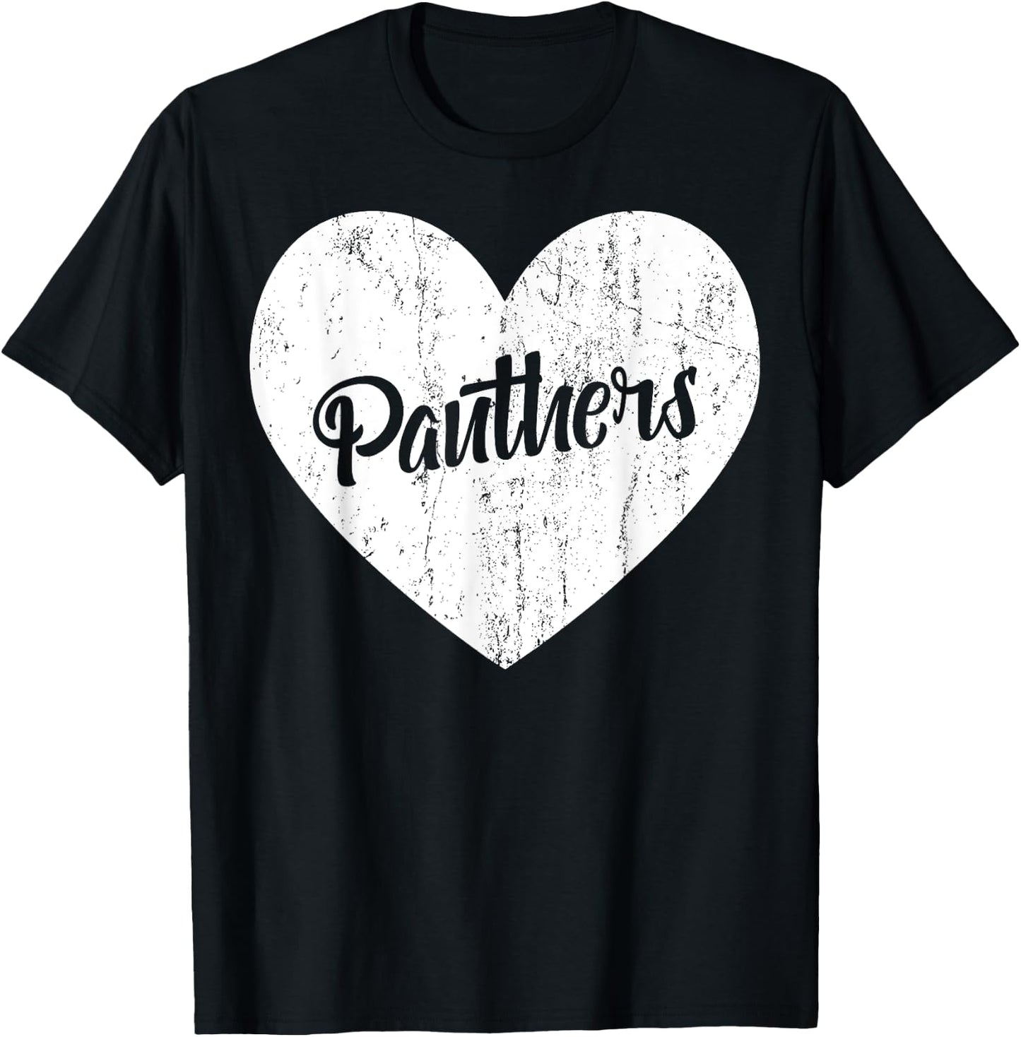 Panthers School Sports Fan Team Spirit Mascot Heart Gift T-Shirt - T-Shirt | Black