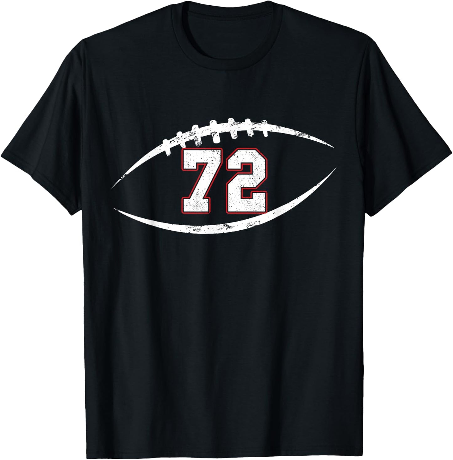 72 Number Vintage Football Player 72 Lucky Number Birthday T-Shirt - T-Shirt | Black
