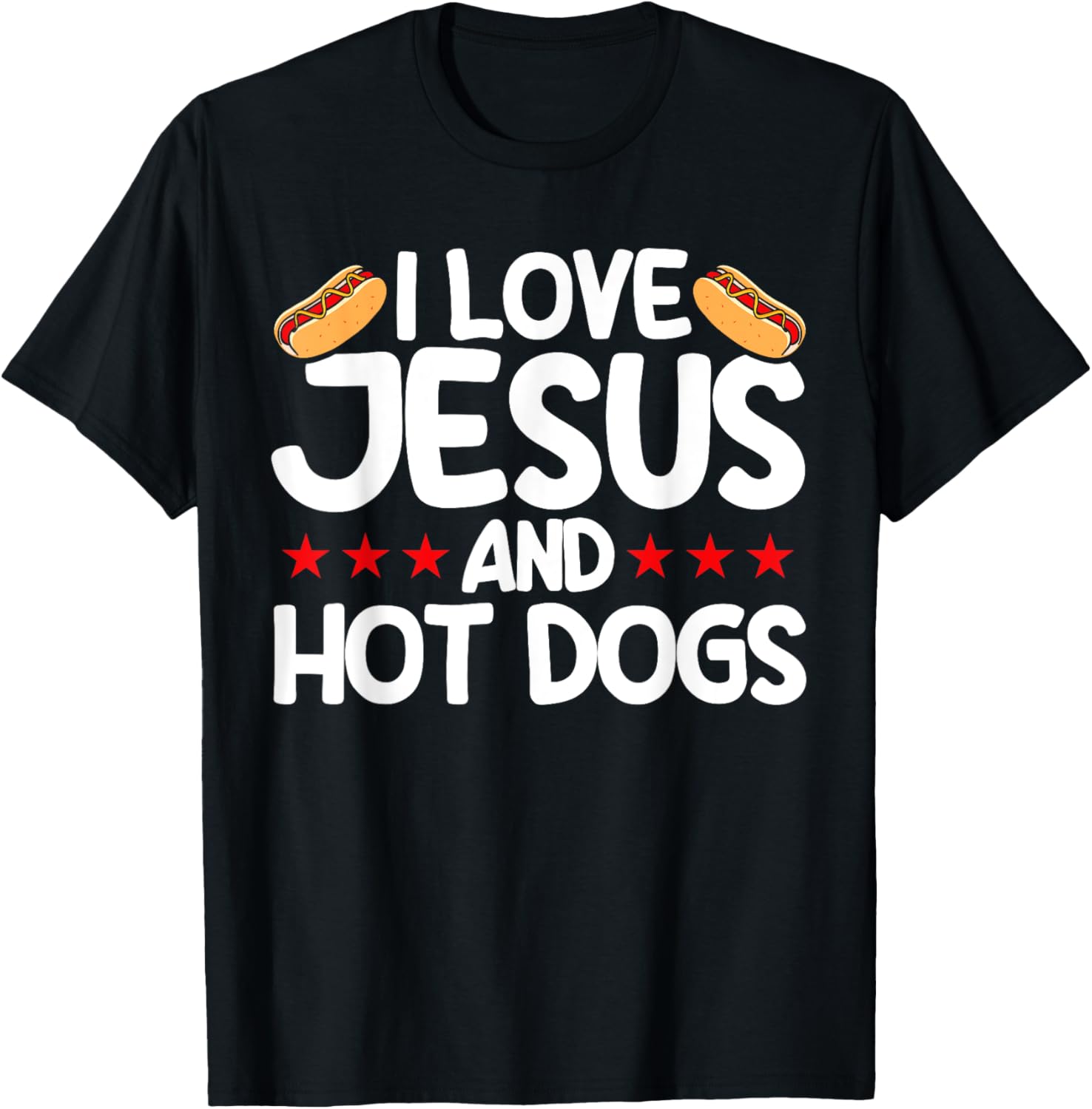 Hot Dog Adult I Love Jesus And Hot Dogs T-Shirt - T-Shirt | Black
